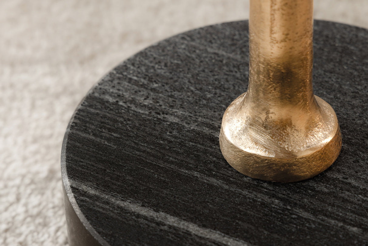 Beistelltisch TRAYFUL 55cm quadratisch 35cm Akazienplatte und Marmorsockel