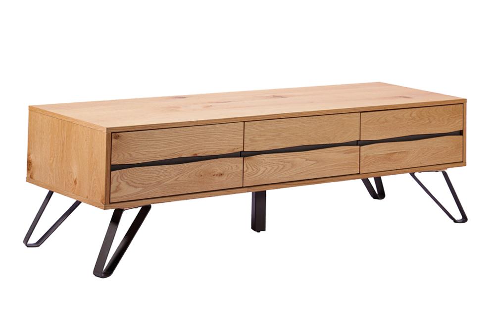 TV-Lowboard LIVING EDGE 160cm Eichenholz mit schwarzen Füßen
