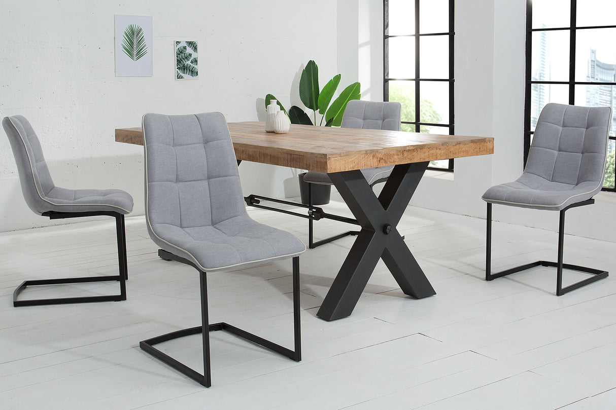 Cantilever chair MIAMI flat woven fabric vintage light grey