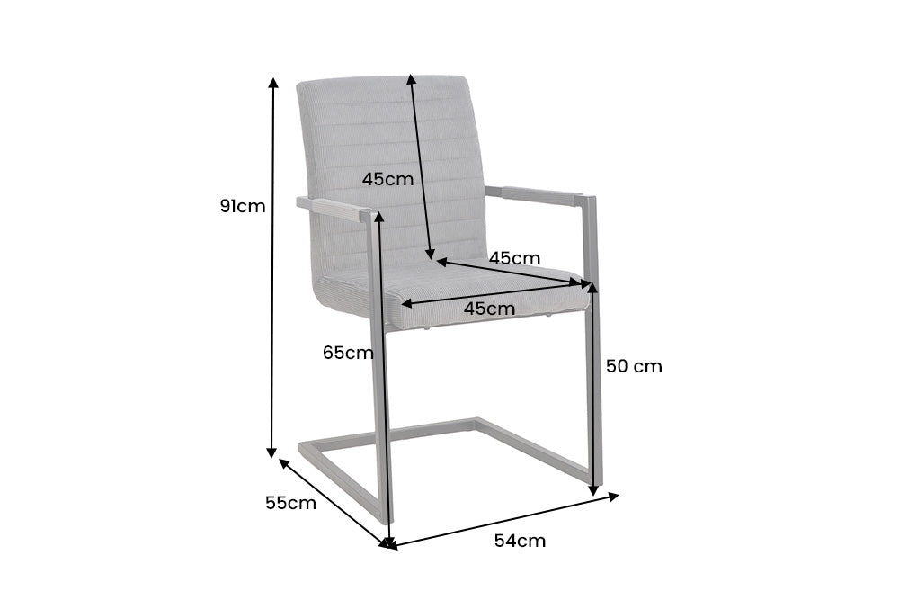 Cantilever chair LOFT w/ armrests cord grey metal frame black