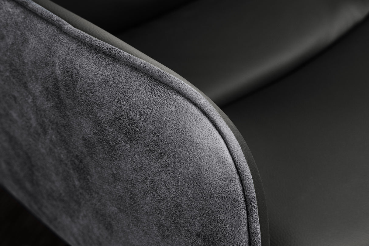 Swivel chair BIG GEORGE 360° with armrests genuine leather and microfibre grey