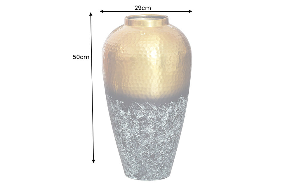 Vase ORIENT M 50cm gold mit Patina im Hammerschlag-Design