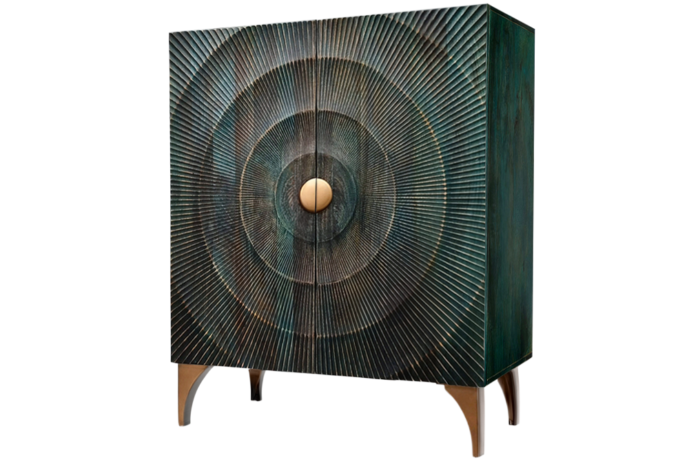 Highboard GOLDEN SUNSET 120cm 3D mango wood turquoise