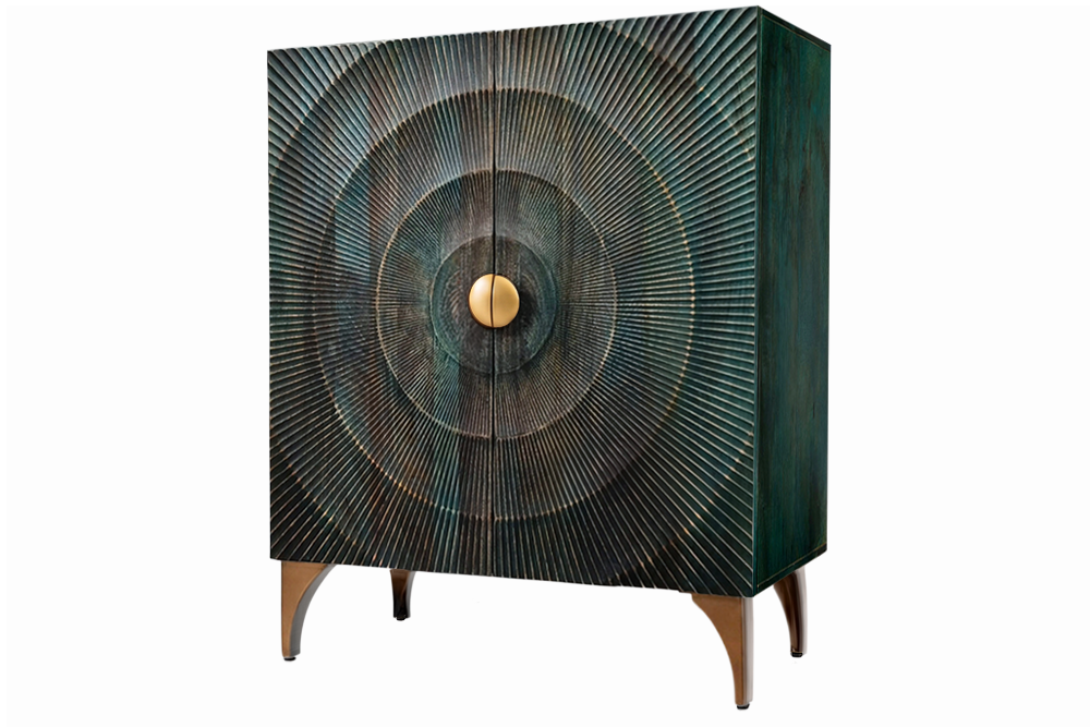 Highboard GOLDEN SUNSET 120cm 3D mango wood turquoise
