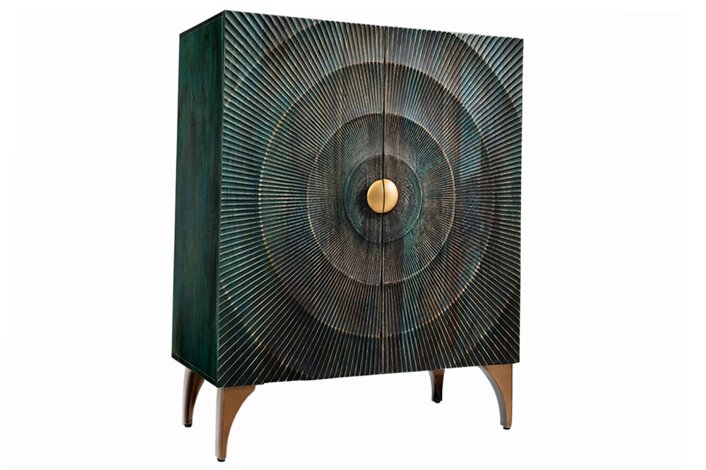 Highboard GOLDEN SUNSET 120cm 3D mango wood turquoise