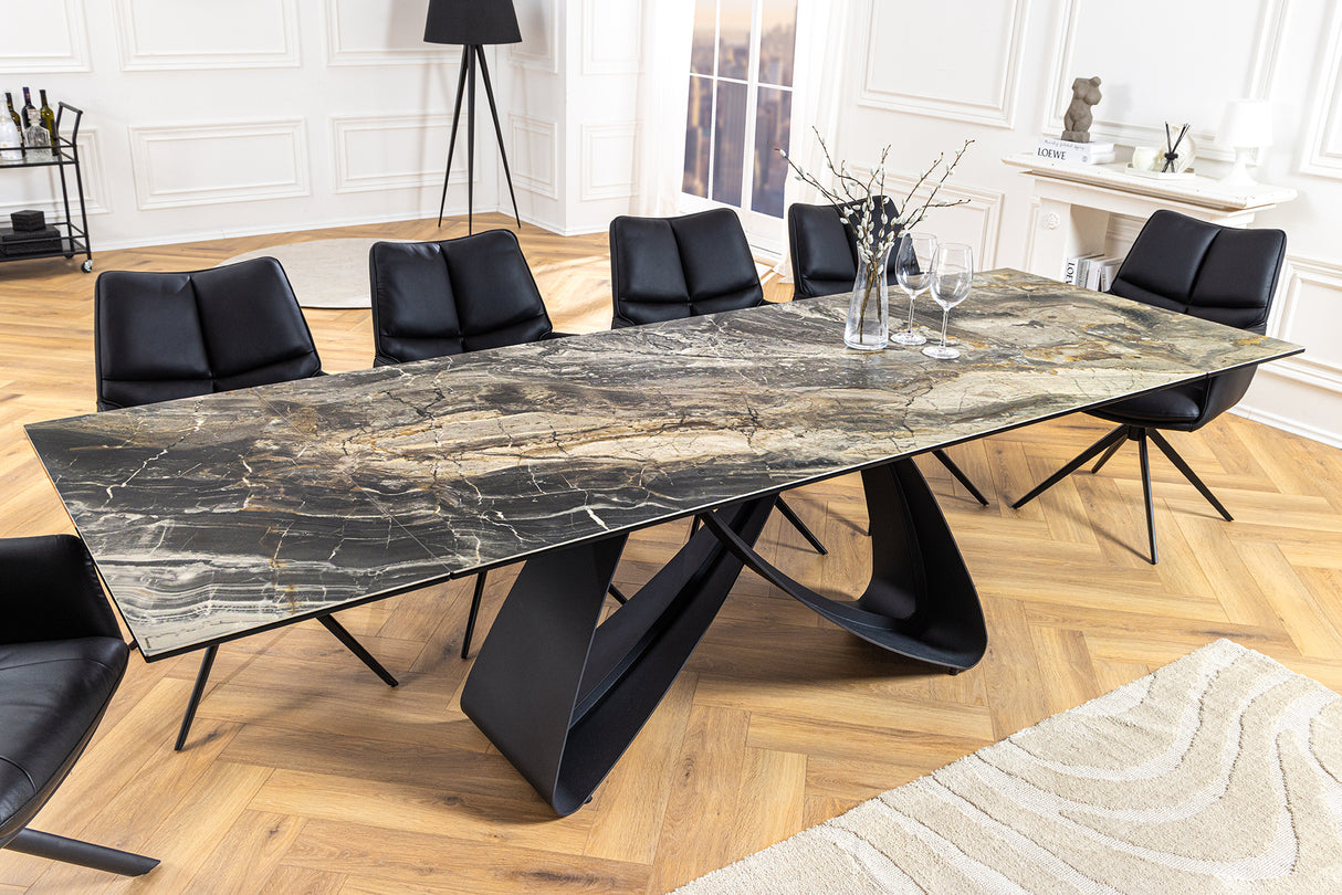 Esstisch INFINITY 180-220-260cm ausziehbar Keramik Marmoroptik taupe