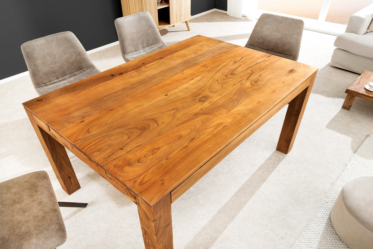 Dining table PURE 120-200cm extendable acacia wood 95mm natural honey finish