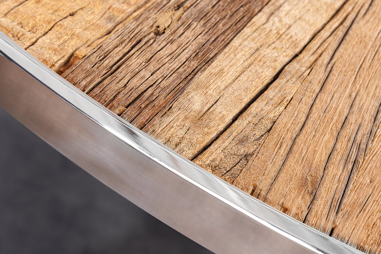 Esstisch BARRACUDA Ø 140cm rund Teakholz mit Glasplatte
