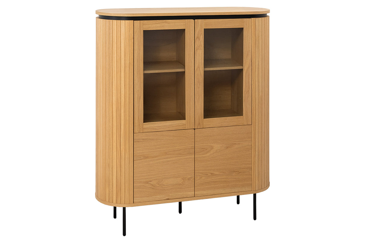Highboard ATELIER 140cm natural oak wood look w/ black legs