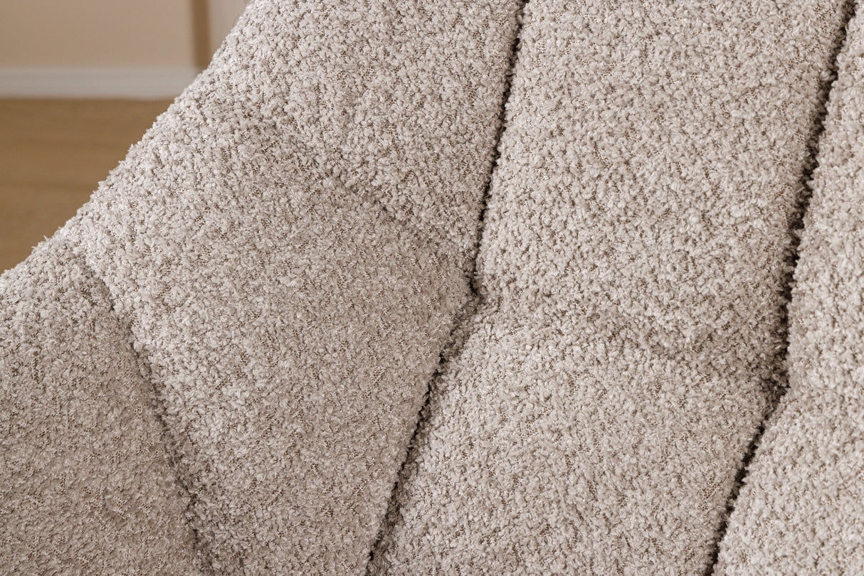 Swivel chair PAPILLON rotatable 180° w/ armrests bouclé beige