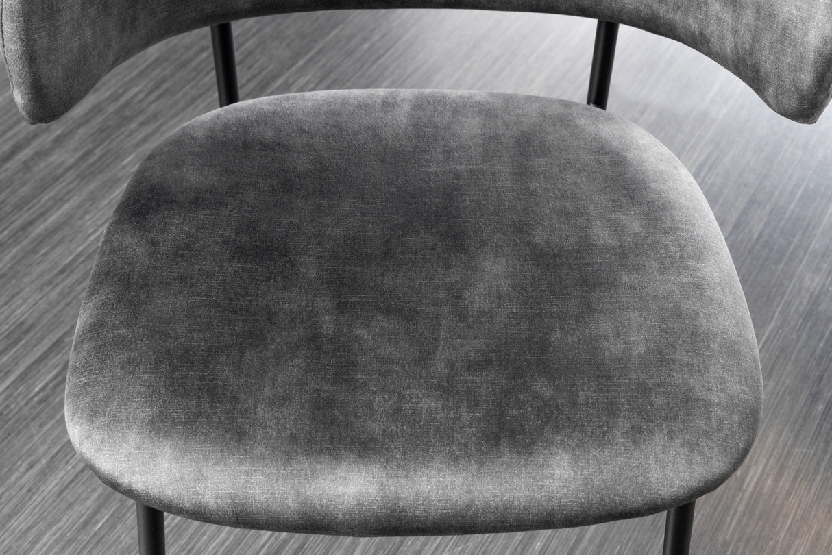 Chair TRACY velvet grey black legs
