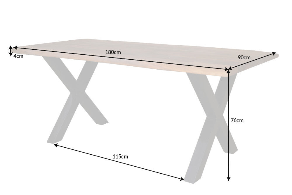 Esstisch AMAZONAS 180cm X-Beine Sheesham Holz natur