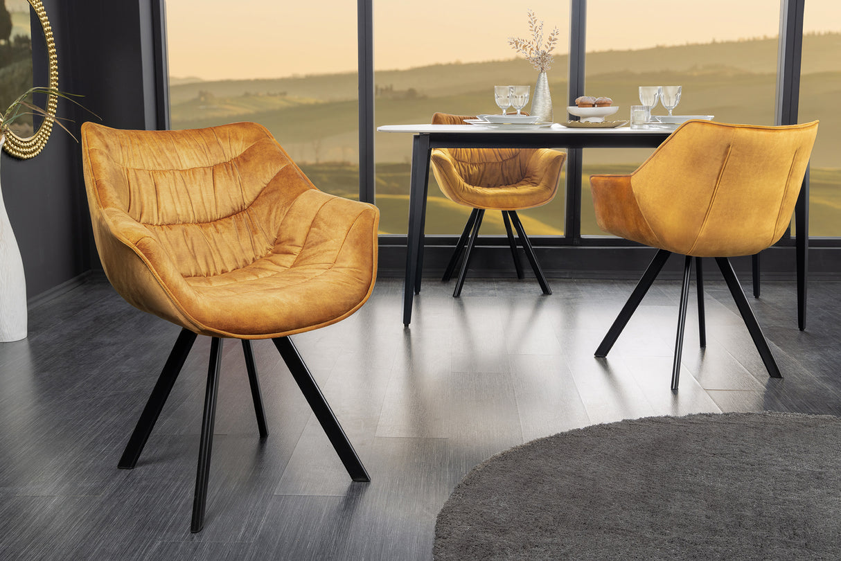 Sessel THE DUTCH COMFORT m. Armlehnen Samt senfgelb