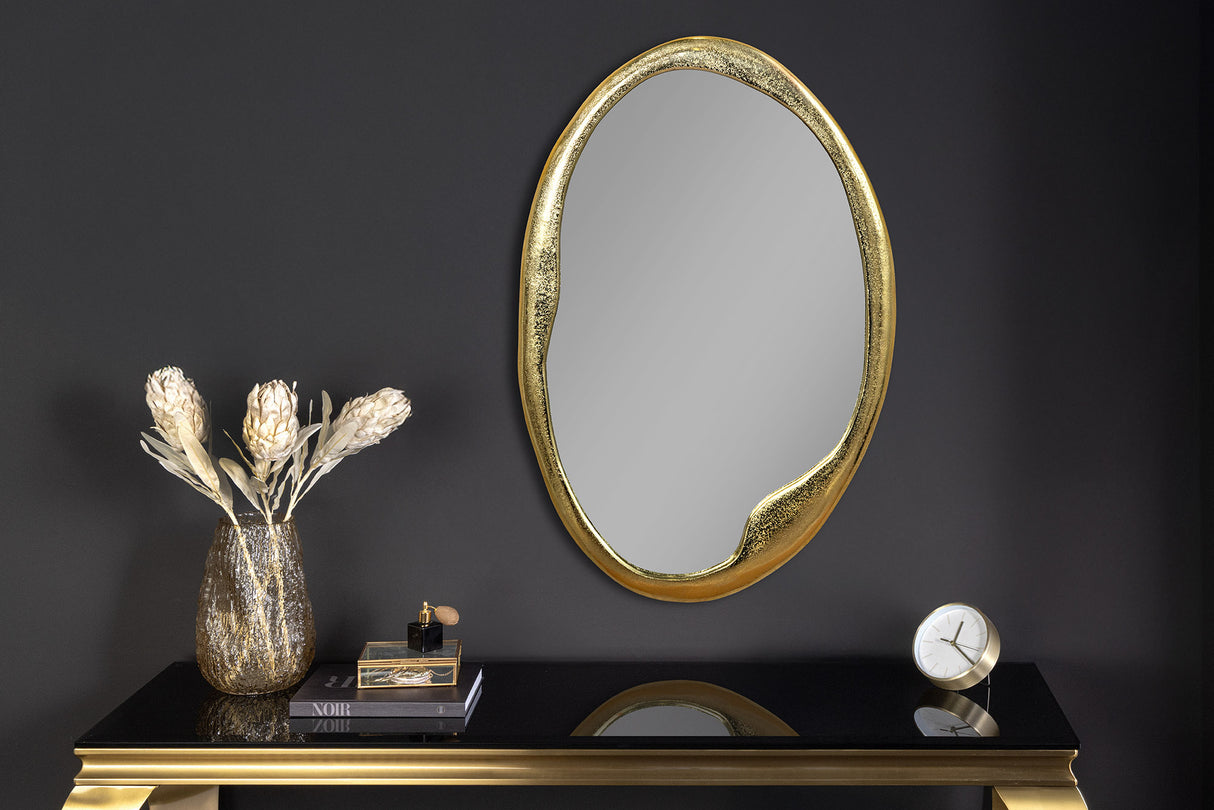 Wall mirror PORTRAIT 70cm oval gold metal handmade