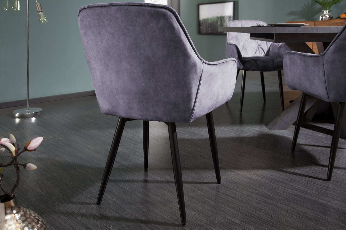 Chair MILANO with armrests velvet grey
