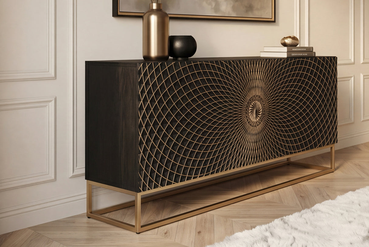 Sideboard ILLUSION 180cm 3D mango black