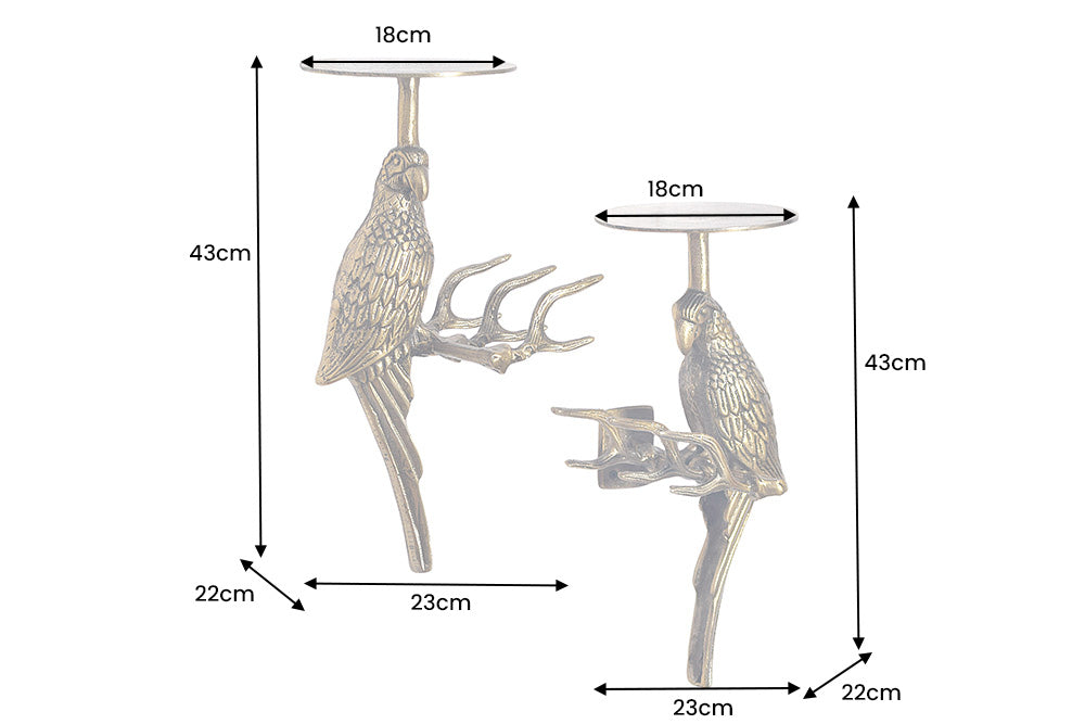 Coatrack WILDLIFE BIRDS 45cm set of 2 hammer stroke effect antique gold