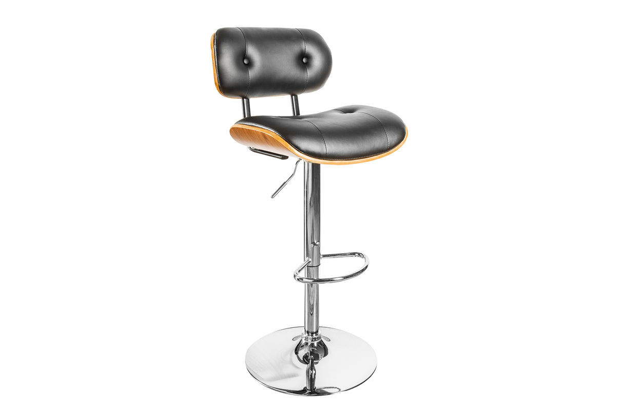 Bar stool CLASSICO 95-115cm artificial leather and walnut veneer rotatable