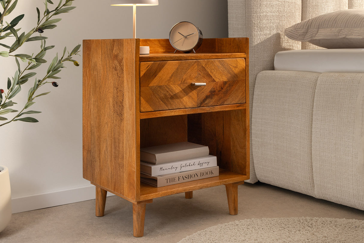 Bedside table INFINITY 55cm mango natural brown