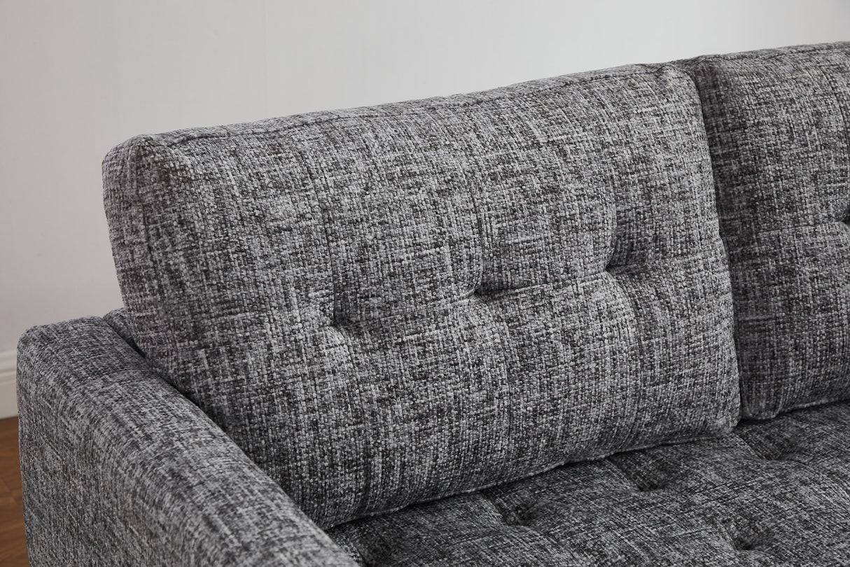 Ecksofa STOCKHOLM 220cm 3-Sitzer Federkern Strukturstoff grau