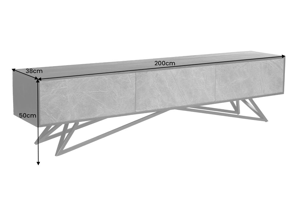TV-Board MOUNTAIN SOUL 200cm Akazie Natursteinoptik schwarz