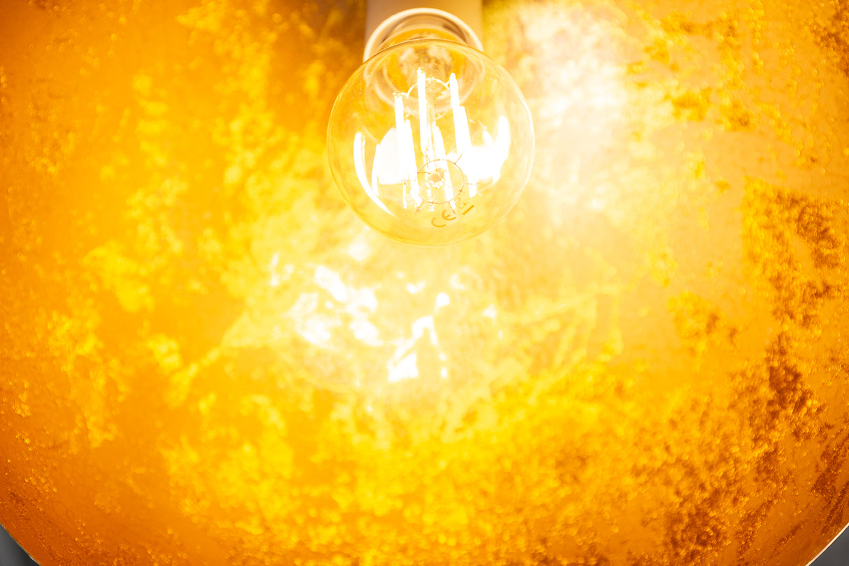 Pendant lamp GLOW black with leaf gold look inside