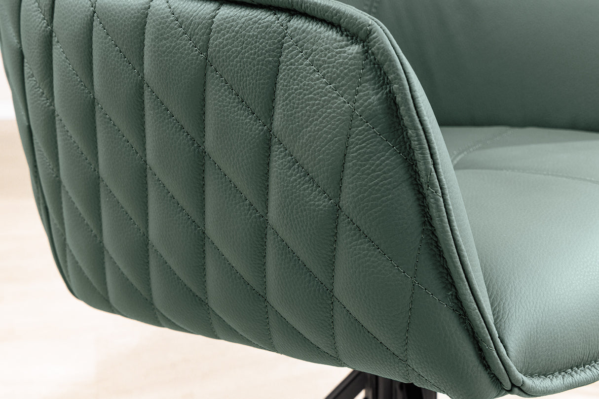 Drehstuhl EUPHORIA drehbar 180° mit Armlehnen Leder grün