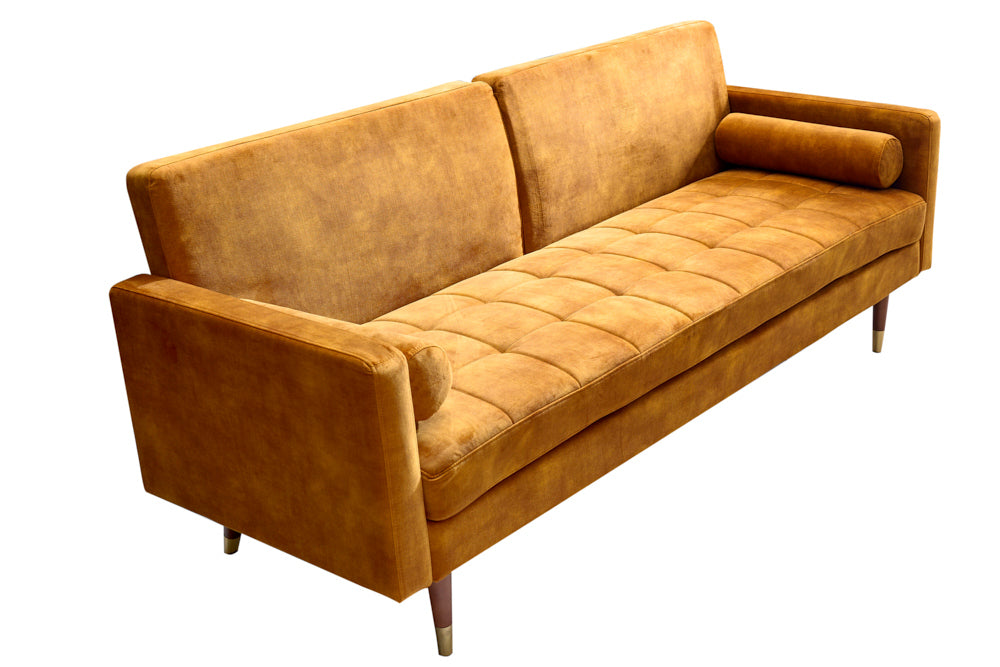 Schlafsofa COUTURE 200cm Micro Velours senfgelb