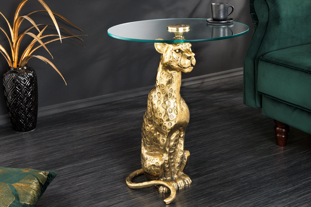 Beistelltisch WILDLIFE PANTHER 60cm Antik Gold