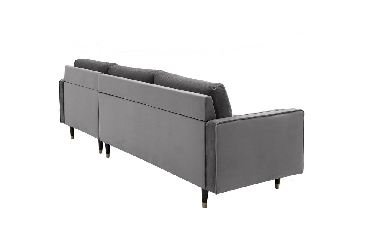 Corner sofa COZY VELVET 260cm velvet grey