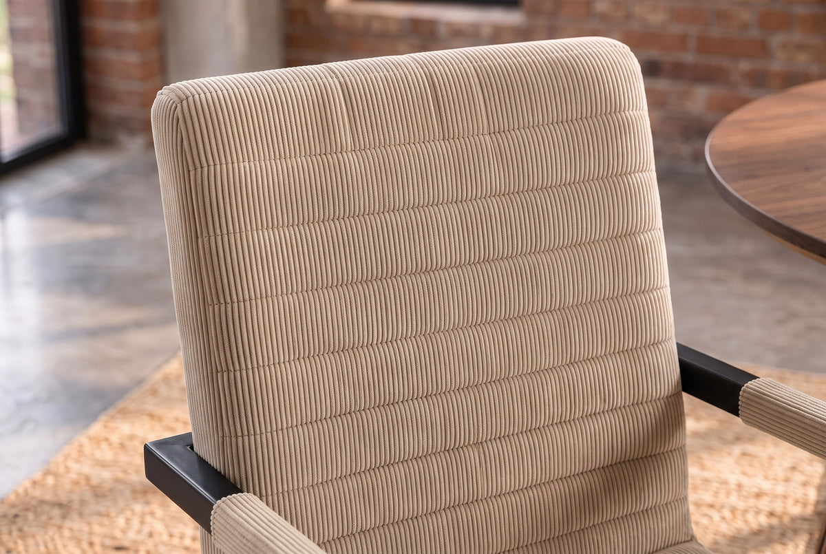 Freischwinger LOFT mit Armlehnen Kord taupe Metallgestell schwarz
