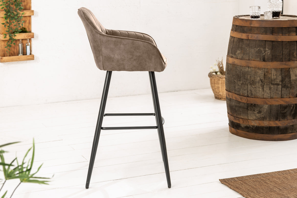 Barstuhl TURIN Mikrofaser Vintage Taupe mit Steppung
