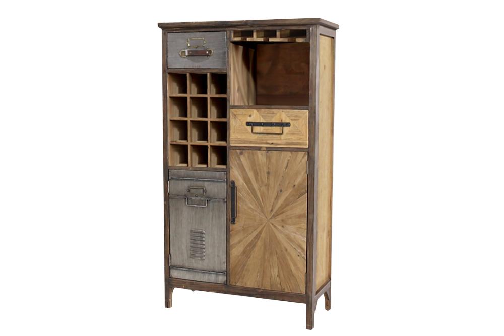 Bar cabinet ATELIER 120cm pine wood vintage brown