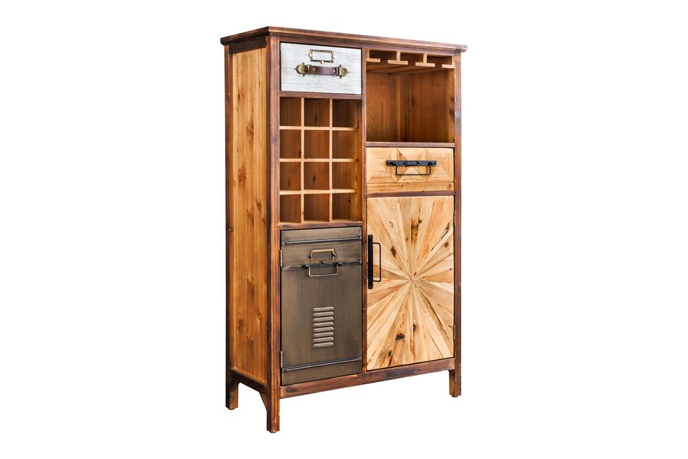 Bar cabinet ATELIER 120cm pine wood vintage brown