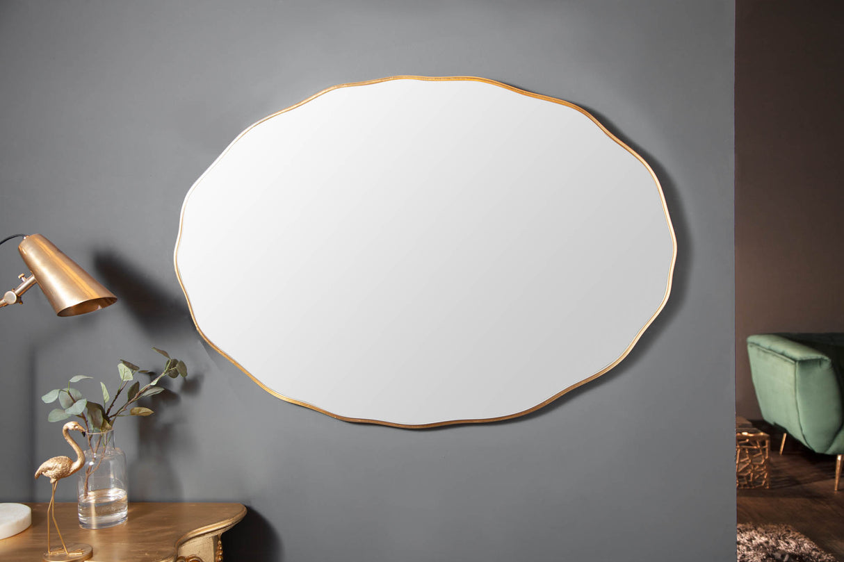 Wandspiegel ELEGANCIA 100cm oval Paulownia Holz gold