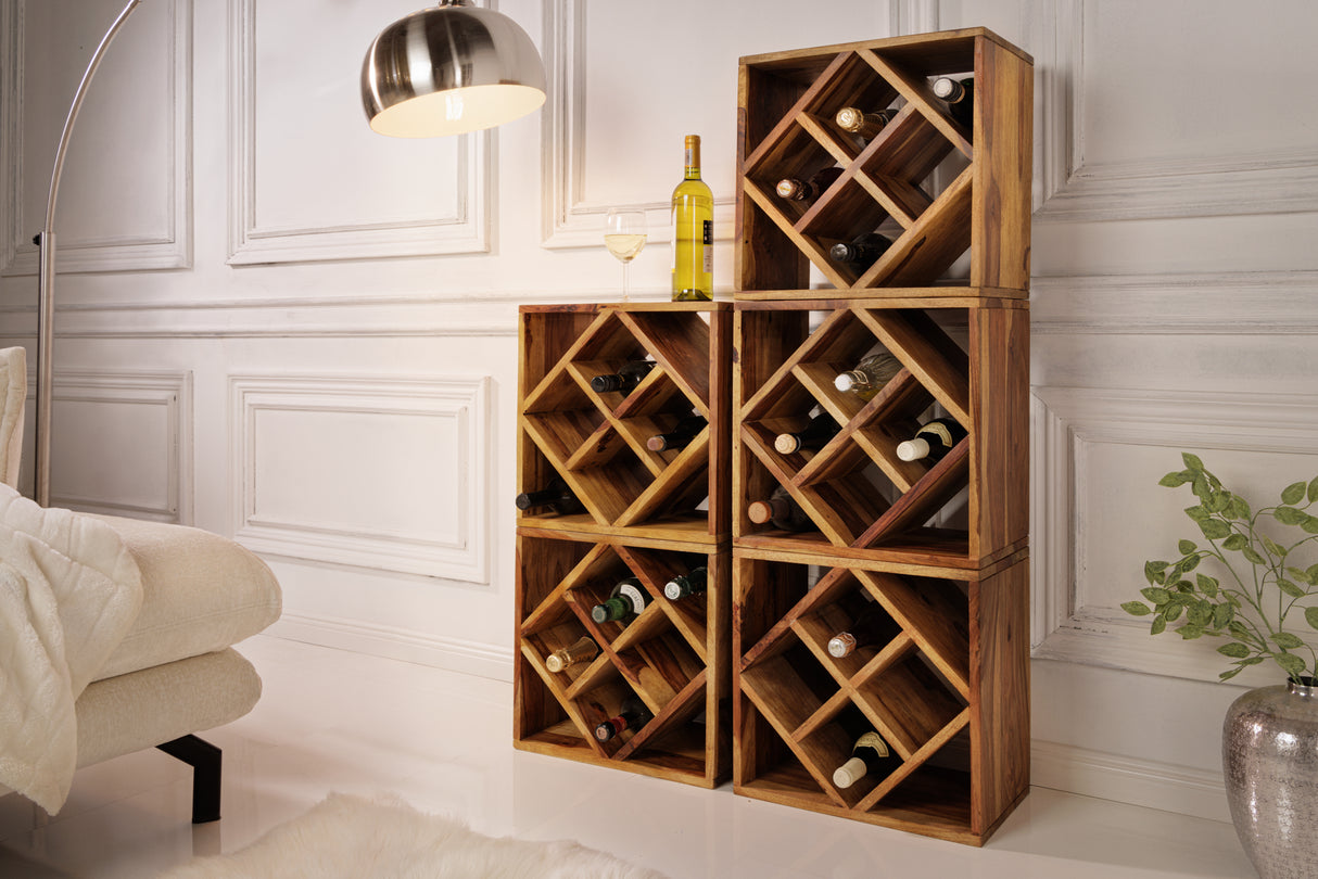 Wine shelf CUBUS 40cm for 8 bottles sheesham wood