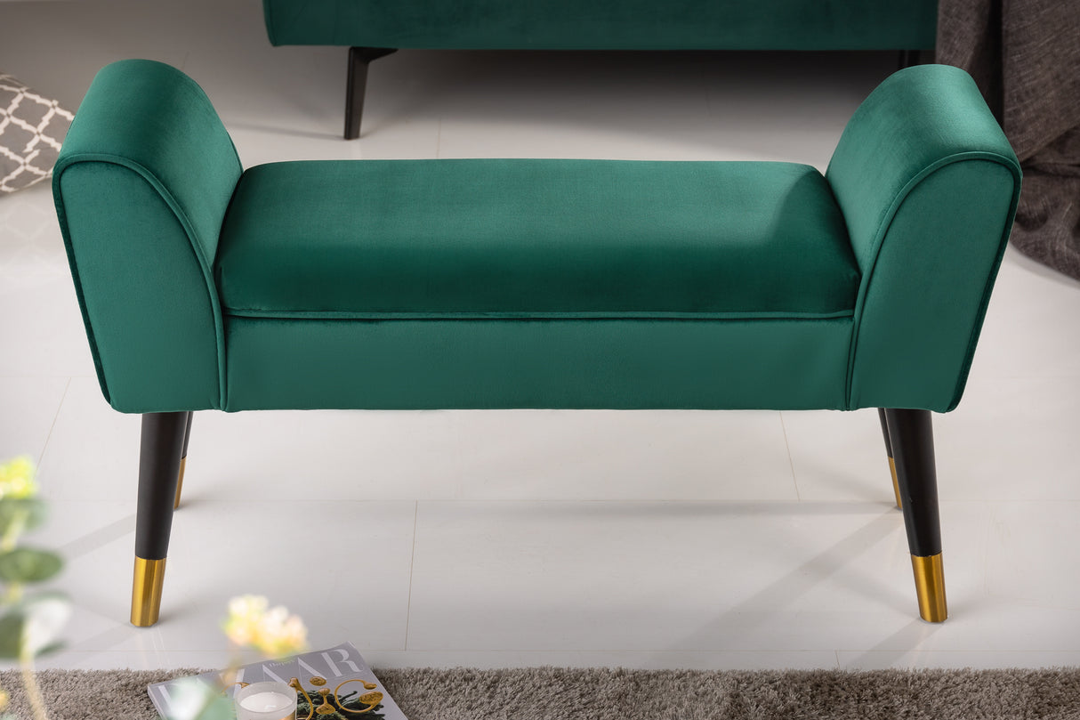 Bench SCARLETT 90cm velvet emerald green