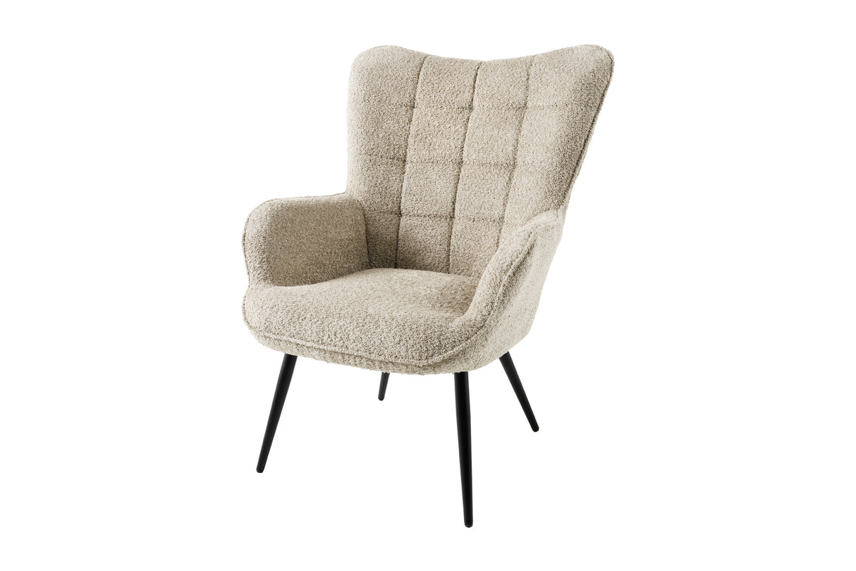 Armchair SCANDINAVIA with armrests bouclé champagne greige