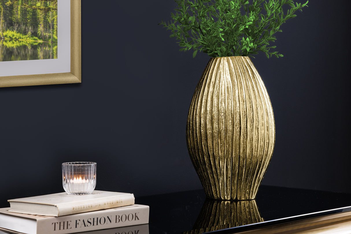 Vase ELEGANCE 30cm with hammer stroke effect antique gold