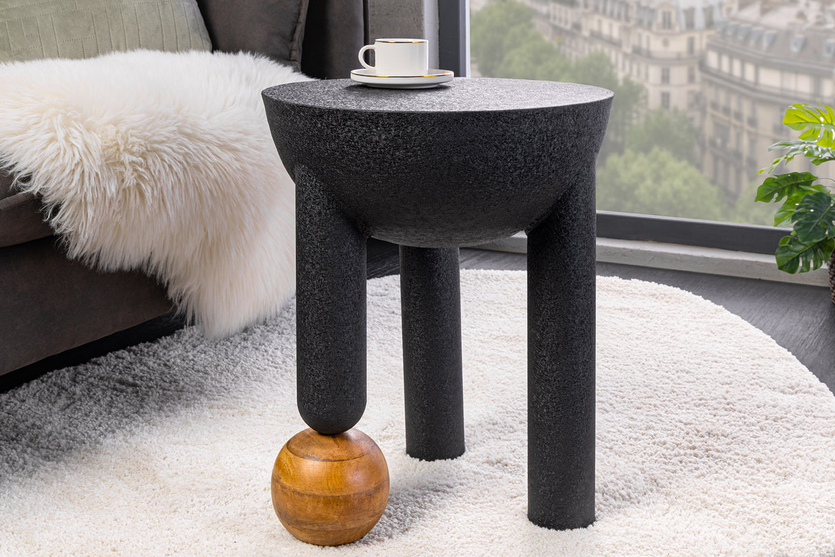 Beistelltisch ABSTRACT 50cm Eisen schwarz mit Mangoholz Bullet