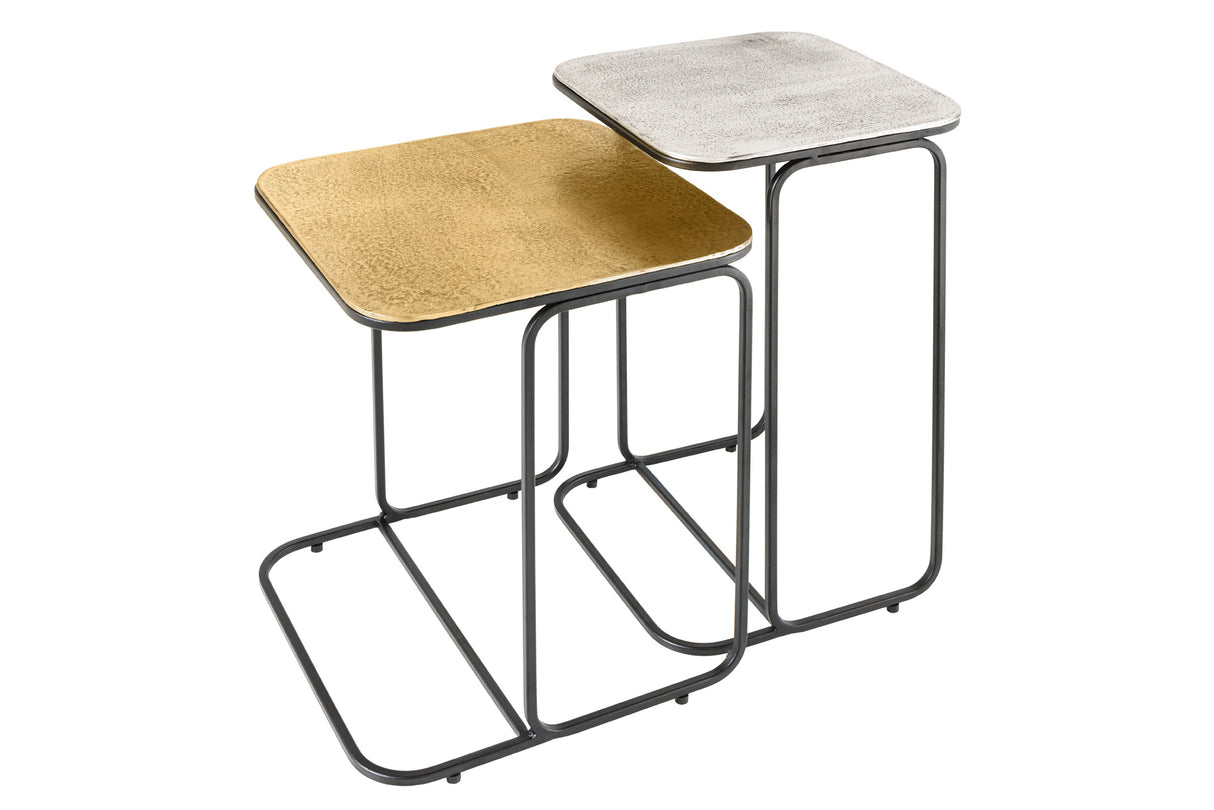 Beistelltisch ABSTRACT 2er Set 40cm gold silber schwarz Metallgestell