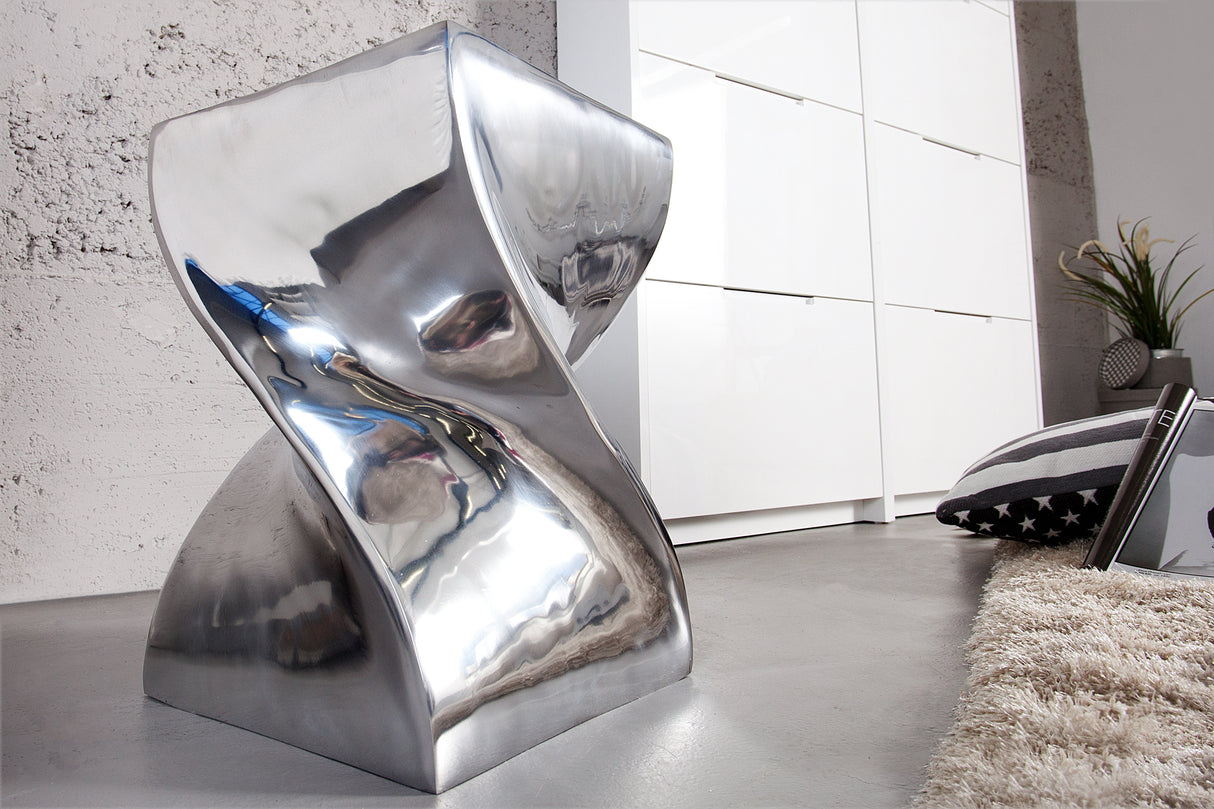 Hocker TWIST 45cm silber aluminium