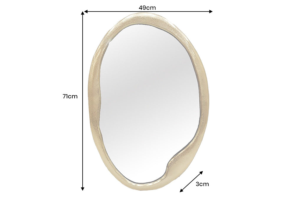 Wall mirror PORTRAIT 70cm oval gold metal handmade