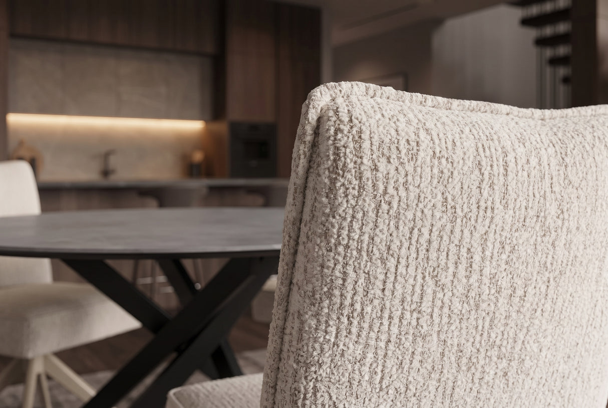 Swivel chair LUGANO 360° auto-return spring core chenille tweed beige