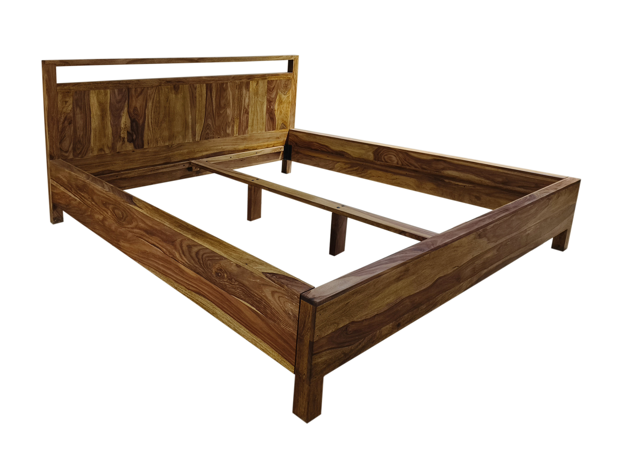 Bed MAKASSAR 180x200cm tree trunk sheesham wood brown