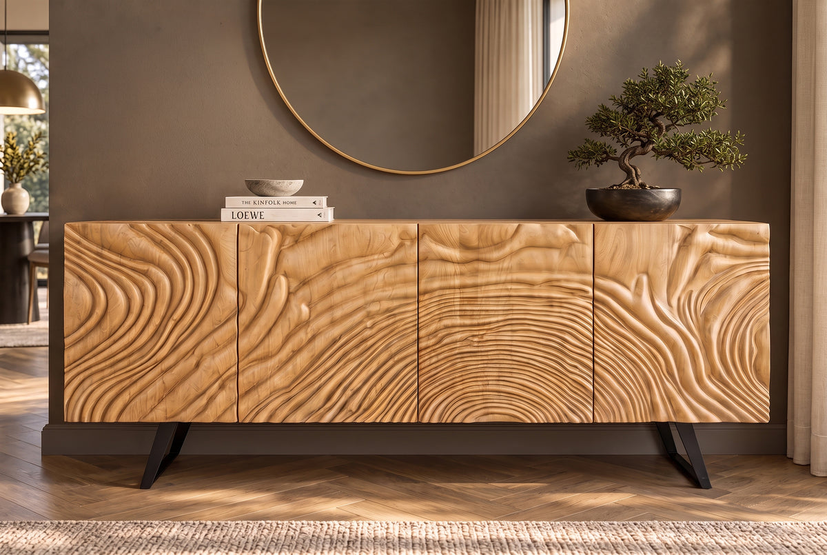Sideboard FLUID 175cm 3D mango wood creamy