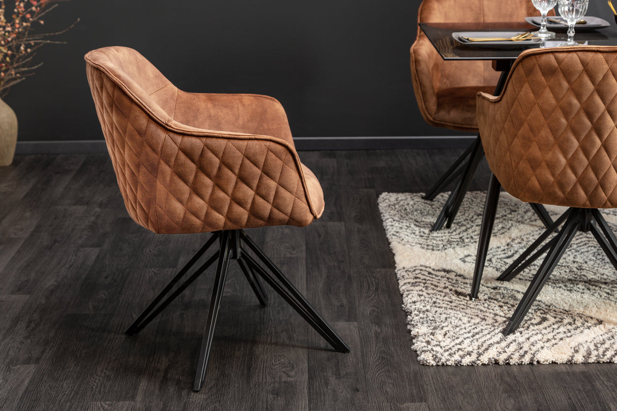 Swivel chair EUPHORIA rotatable 180° with armrests velvet brown
