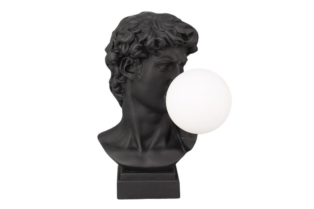 Table lamp DAVID 30cm bust w/ lamp globe black
