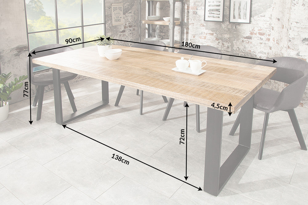 Dining table IRON CRAFT 180cm U-legs mango wood natural