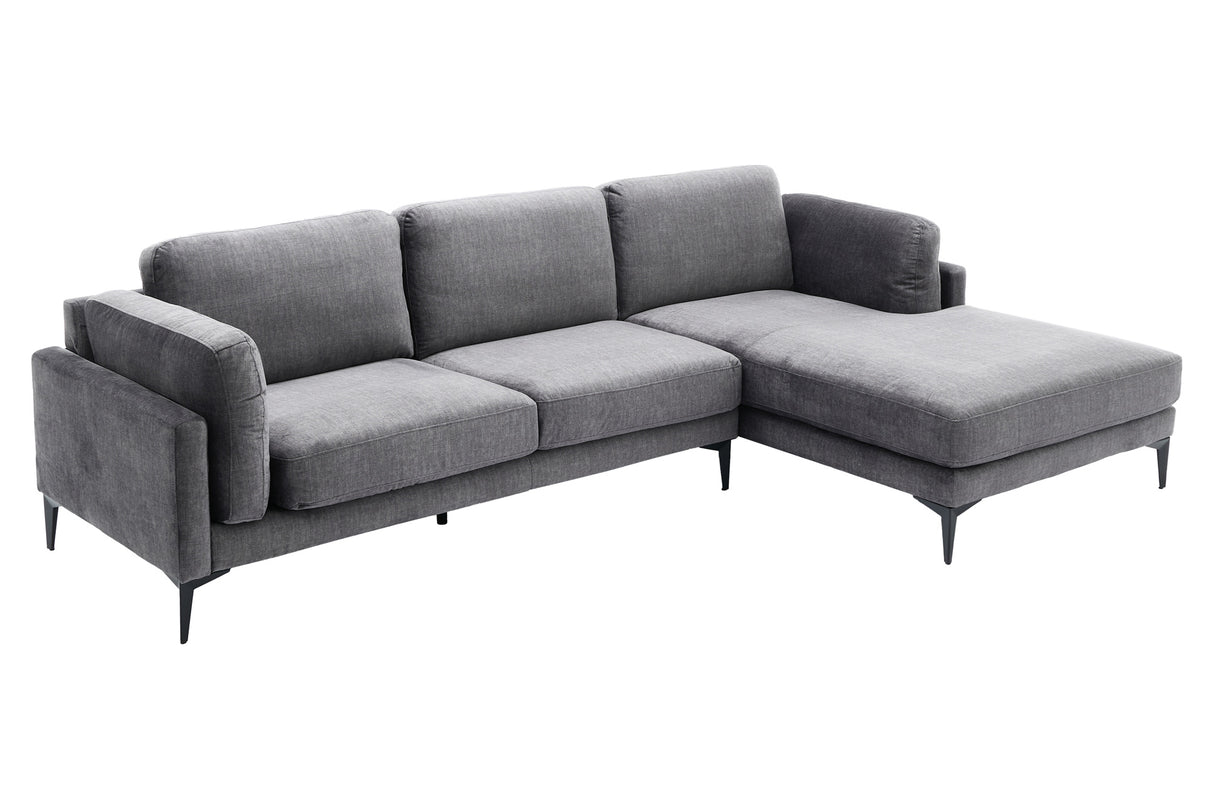 Corner sofa MANHATTAN 295cm w/ ottoman right velvet dark grey